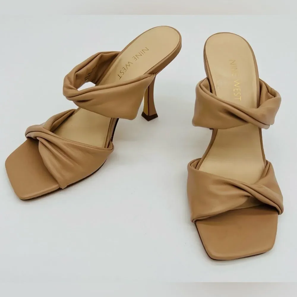 New! NINE WEST Women’s Sashah 3 Heeled Dress Sandals Light Natural - Picture 7 of 16